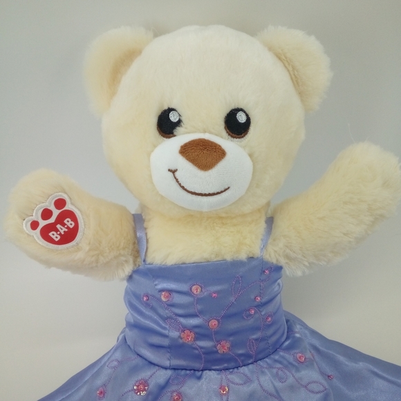 Build a Bear Lil Caramel Club Bonus Cream Red Paws Inc Formal Purple Gown Dress - Picture 2 of 6